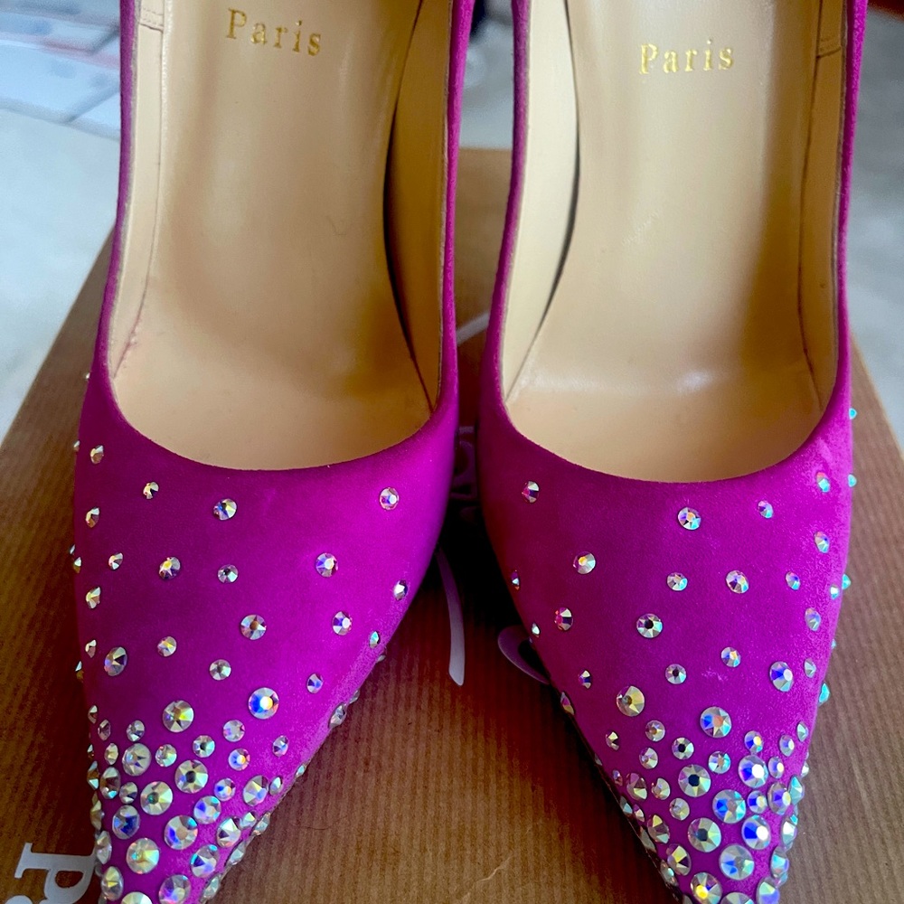 Christian Louboutin-Degrastrass 120 Suede/Strass -Indian Rose